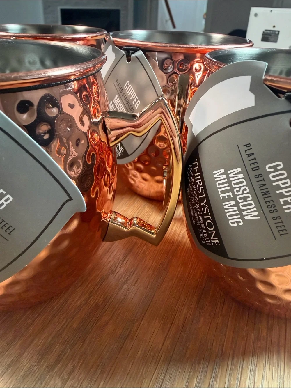 Set of 4 Thirstystone Copper Moscow Mule Mugs 20 oz Hammered NEW WITH TAGS